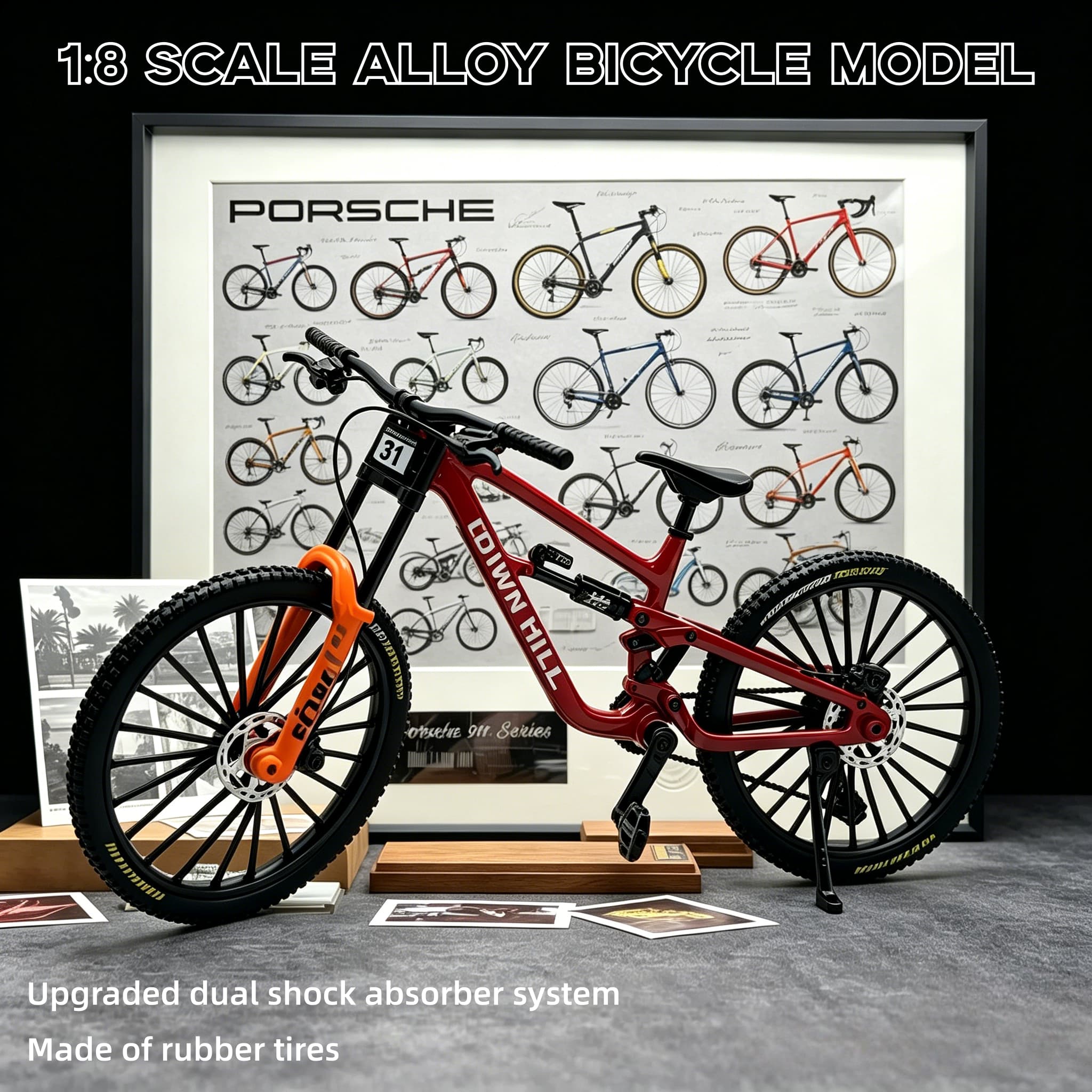 1:8 스케일 합금 다운힐 산악 자전거 모델, 움직일  - Mountain Biking Videos 리뷰 및 가격